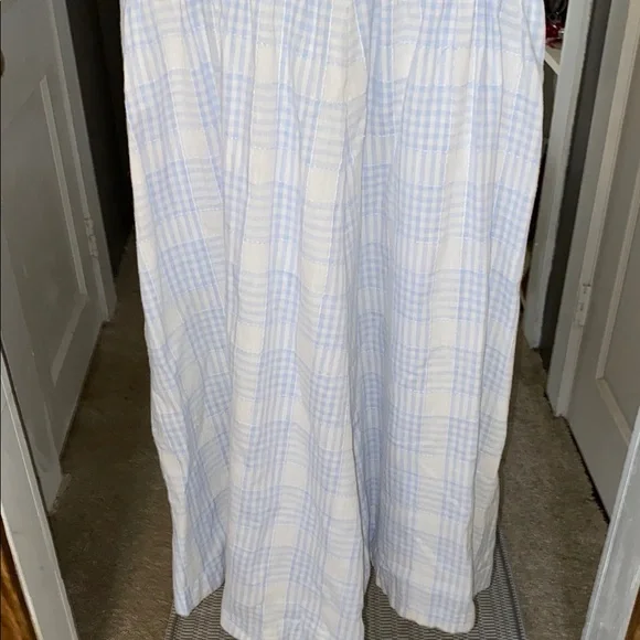 Light Blue Plaid Button-Up Dress with belt handmade vintage belt grandma - Picture 9 of 14